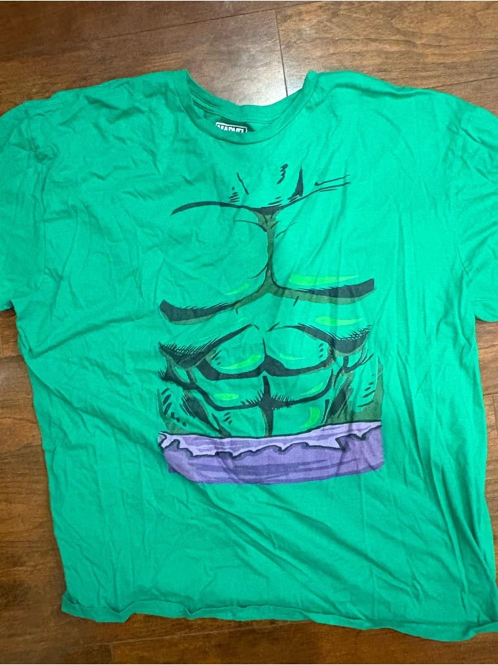 Marvel Green Hulk Muscle-Print Short Sleeve Tee